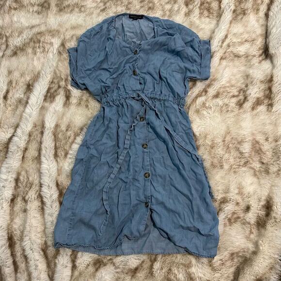 Saks fifth avenue dress blue chambray style dress | Sz S - Picture 2 of 7